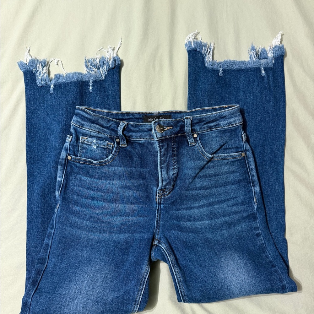 Frayed Hem Blue Women's Jeans
